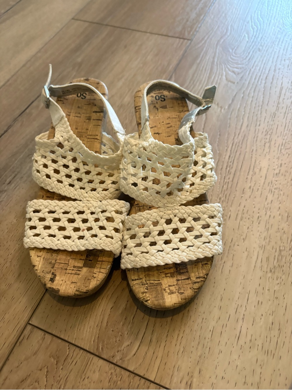 SO Kids White Woven Cork Sandals